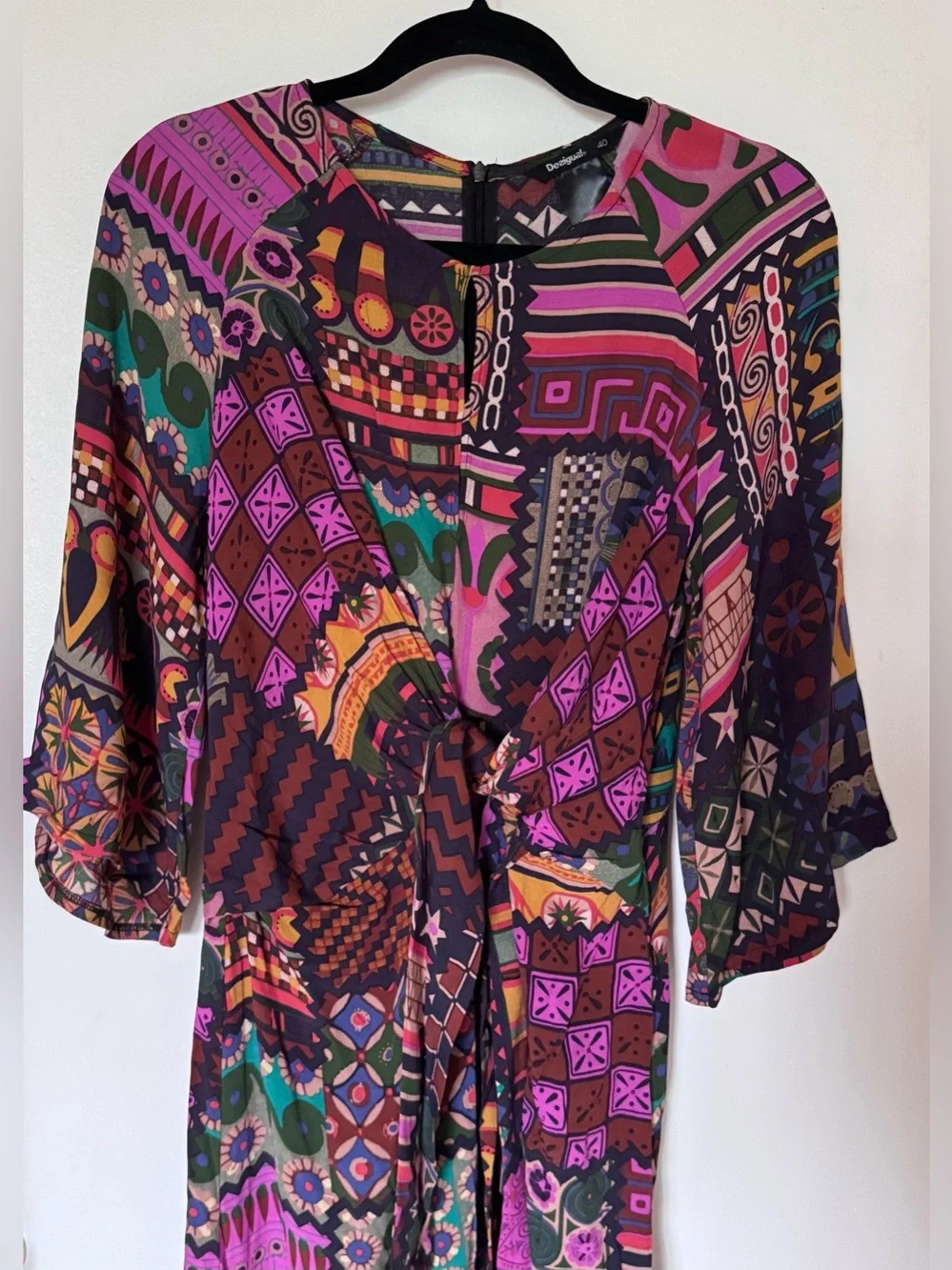 Desigual Multicolor Geometric & Floral Print Dress — Purple, Pink, Green, Orange - Picture 3 of 10
